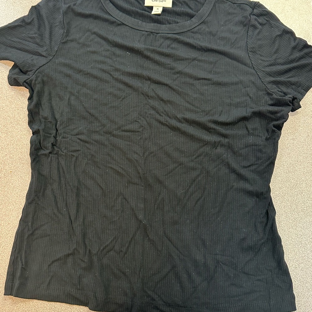 Black Fitted Crew Neck Short Sleeve T-Shirt